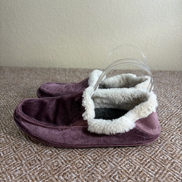Olukai Women's Kuuna Lanui Red Ginger Shearling Velvet Slippers Sz 9 Purple Cozy - Picture 3 of 6